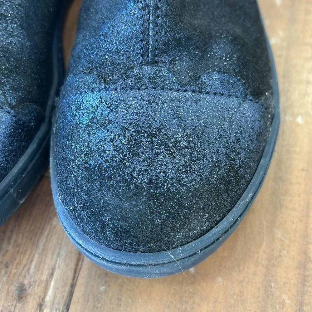 Jacadi navy iridescent metallic leather Chelsea boots